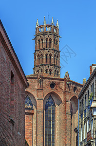 法国图卢兹图卢兹Jacobins教堂红色宗教砖块地标古文建筑学教会旅行建筑旅游背景图片