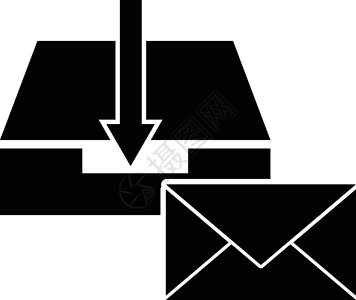 平面样式的 BW 邮件收件箱图标信封黑色字形白色互联网讲话社交电子邮件设计媒体背景图片