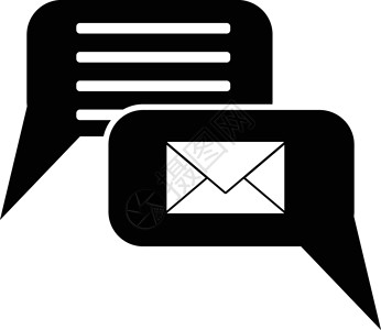 平面样式在线邮件聊天图标电子邮件对话框邮资字形互联网白色黑色媒体社交信封背景图片