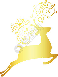 白色背景上闪亮的金色圣诞驯鹿森林哺乳动物创造力荒野雨鹿设计平面跳跃动物园野生动物背景图片