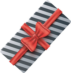 红丝带和礼物盒带光泽红丝带的礼盒顶视图念日惊喜红色白色派对生日展示包装节日等距插画
