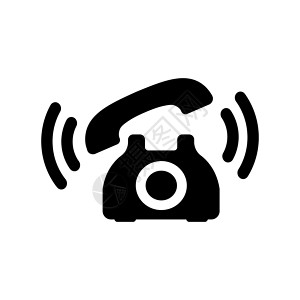 电话铃声黑色带波浪的回声电话图标插画