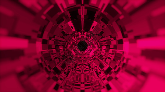 由微芯片制成的圆柱形隧道的抽象背景 计算机生成的 3d 渲染辉光电脑线条网络母板数据门厅激光芯片处理器背景图片