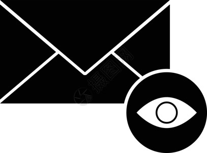 平面样式电子邮件视图图标或符号邮件白色平面电子邮件媒体字形互联网黑色设计社交背景图片