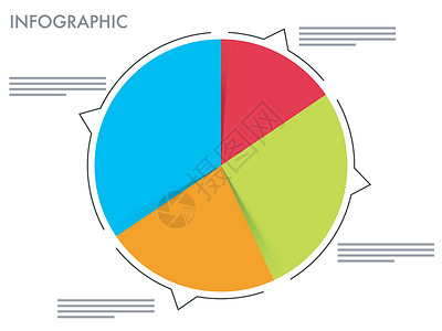 彩色图带有业务指针的彩色饼图图表插画