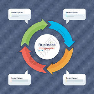 彩色信息框带有气泡的彩色图表箭头设计图片