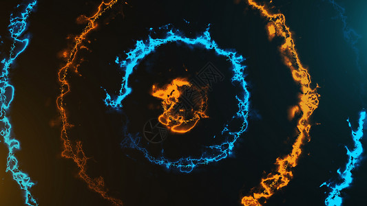 具有火焰效果的能量隧道圆现代抽象 3d 渲染背景计算机生成运动射线涡流魔法框架蓝色科学辉光圆形活力背景图片