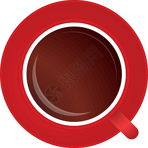 精致红茶杯全红杯红茶或咖啡插画