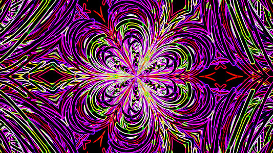 抽象霓虹灯花背景  3d 渲染数字彩虹艺术叶子蓝色辉光花瓣俱乐部植物鲜花问候背景图片