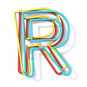 现代字体三种基本颜色线字体 Letter R 3背景