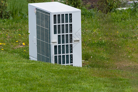 取暖费花园的空气热泵装置背景