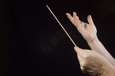 管弦乐队指挥手的手指挥棒古典音乐戏剧女士音乐家旋律黑色娱乐音乐会排演背景图片
