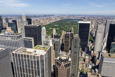 中央公园空中观察 纽约曼哈顿 公园环绕四周背景图片
