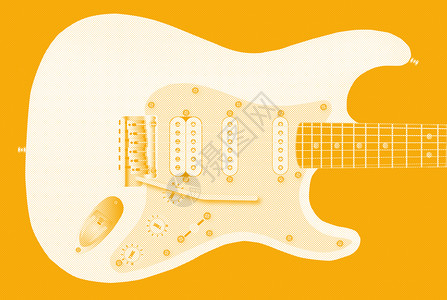黄半色吉他背景图片