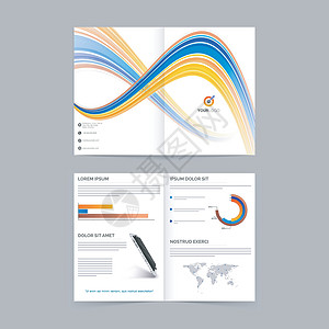 画册设计带有多彩抽象波浪的商业手册图表杂志小册子营销目录报告传单横幅信息海浪设计图片
