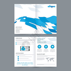 蓝色企业宣传册业务的抽象宣传册封面设计插画