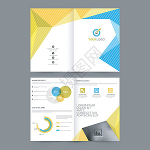企业招商三折页专业的企业宣传册设计海报多边形文件夹报告创造力统计年度封面文档数据插画