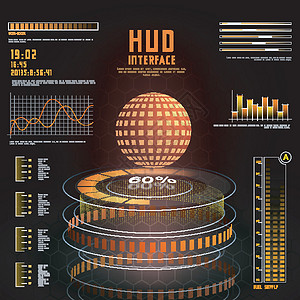 商业应用程序的 HUD UI医疗雷达碎石数据图表展示教育显示器文档经济学背景图片