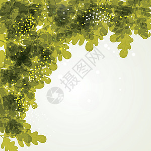 橡木胡同种植园橡树叶自然概念的背景插画