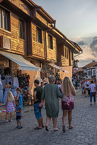 保加利亚Nessebar老城街街道旅行假期社论码头餐厅旅游酒吧博物馆堡垒海岸线背景
