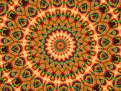 曼陀罗花用于创意图形设计的彩色分形万花筒数字艺术品艺术魔法创造力作品冥想纹理瑜伽马赛克风格插图背景