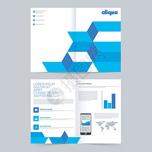 蓝色企业画册整套四页商业手册推介会杂志海报条纹创造力目录图表信息年度办公室设计图片
