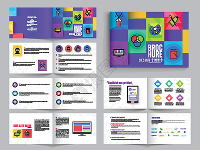 多页小册子传单设计包 紫色 fo公司身份宣传册目录文档背景图片
