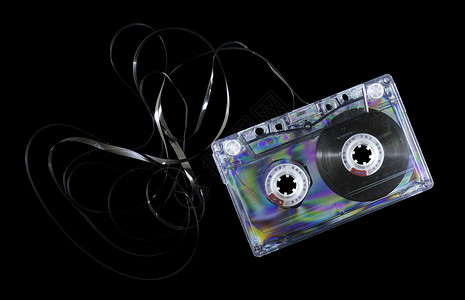 旧录音磁带音乐盒子音响数据记录空白黑色塑料白色歌曲背景图片