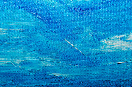 画布宏观闭合时的蓝色纹理油涂料艺术油漆手工图案质地笔触肌理背景绘画质感背景图片