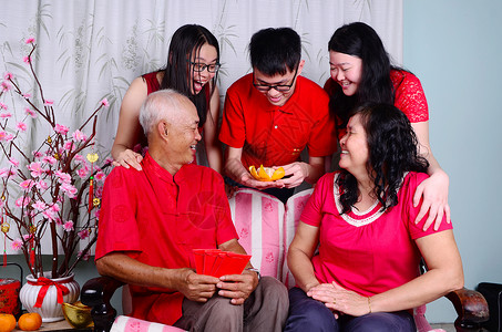 中国新年健康家庭背景图片