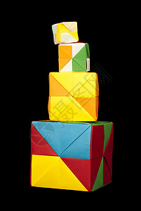 堆叠清酒盒纸立方体折叠折纸风格构造游戏折纸盒学习操场艺术学校正方形盒子童年背景