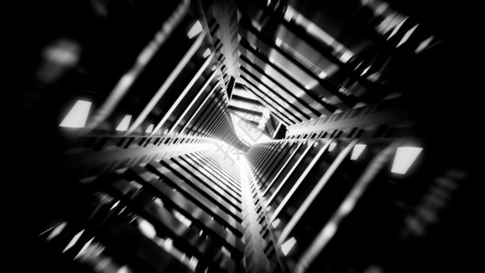 abwtract 发光的未来派科幻地铁隧道走廊 3d 渲染壁纸背景设计插图黑与白黑色时间墙纸艺术运动白色速度背景图片