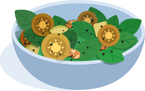 沙拉叶素食沙拉碗矢量图 素食有机食品healthy foo胡椒维生素饮食卡通片插图青菜重量叶子生态食谱设计图片