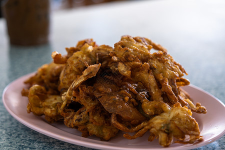 奥尔良腿排软壳螃蟹炸 大蒜在餐厅里盘子上午餐美食油炸饮食海鲜沙拉食物菜单味道背景