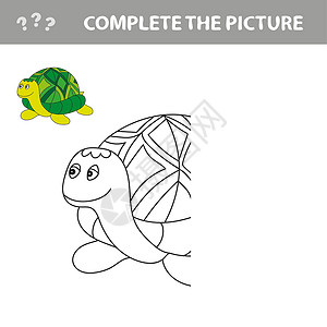 卡通海龟 概要说明 矢量插图龟甲婴儿漫画乐趣孩子玩具学习快乐填色黑与白插画