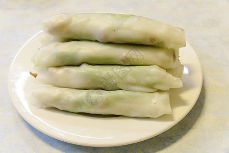 传统河内新鲜面卷菜(Pho Cuon)背景图片