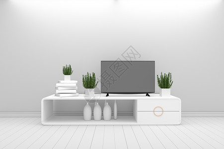 智能电视  模型  概念客厅白色风格  白色 mod寄宿内阁家庭房子小样木头装饰架子电视家具背景图片