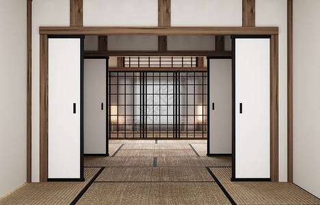 日式书房原室内设计 3D投影背景图片