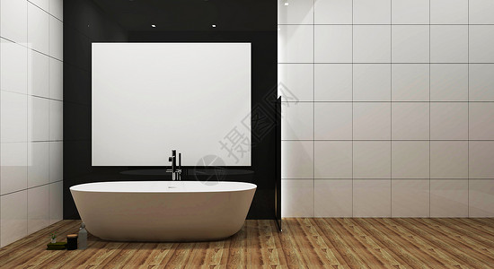 白色瓷砖和灰色光滑的墙壁浴室内部与白色 tu地面浴缸风格洗澡盆地财产设计师渲染装饰插图背景