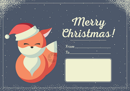 圣诞贺卡上有可爱的狐狸穿着冬装背景图片