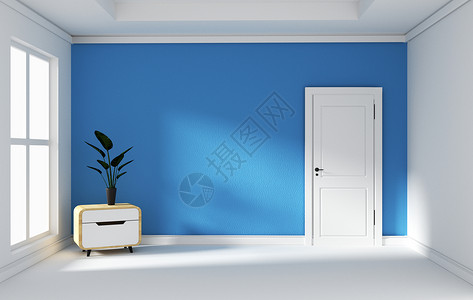 蓝色房间美丽的房间空房间现代明亮的室内家居装饰客厅房子海报风格扶手椅办公室木头椅子背景图片