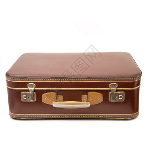 白色背景的旧手提箱手提箱行李旅游概念退休旅行经纪人老年假期背景图片