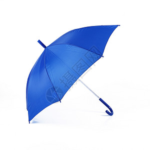 白色背景的孤立蓝色雨伞配饰阳伞雨棚雷雨背景图片