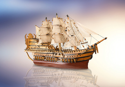 帆船模型抽象背景的古老加仑模型背景