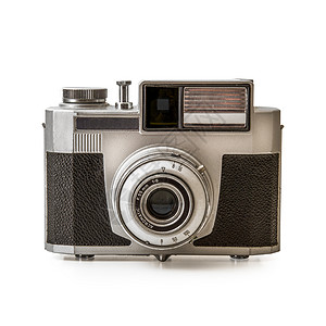 白色背景的老旧相机概念镜片照片倾斜背景图片