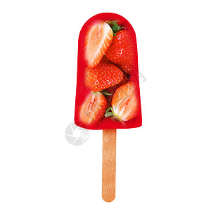 白底草莓冰柱背景图片