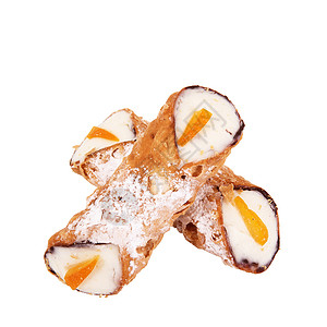 白色背景的西西里甘醇饼干甜点食物背景图片