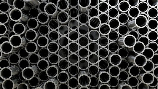圆柱图3D 插图 钢管壁材料团体工程反射管子金属仓库圆形灰色制造业背景