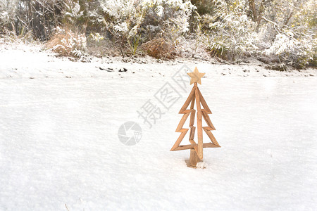 鲜雪落下的小圣诞树背景图片