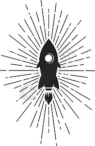 空间日志素材太空火箭船光线日志标识品牌航天飞机火焰行星发射天空星星火星太阳插画